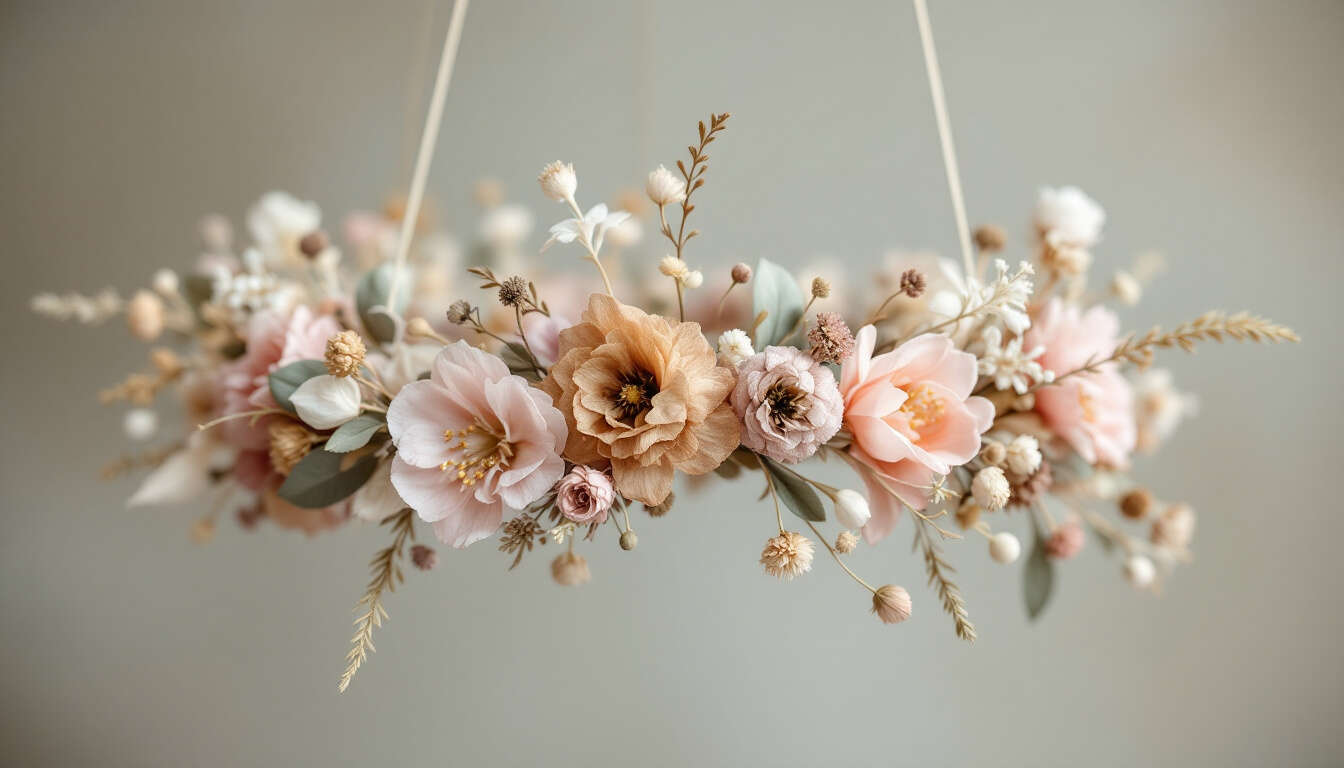 Tuto : comment confectionner une couronne de fleurs séchées suspendue ?